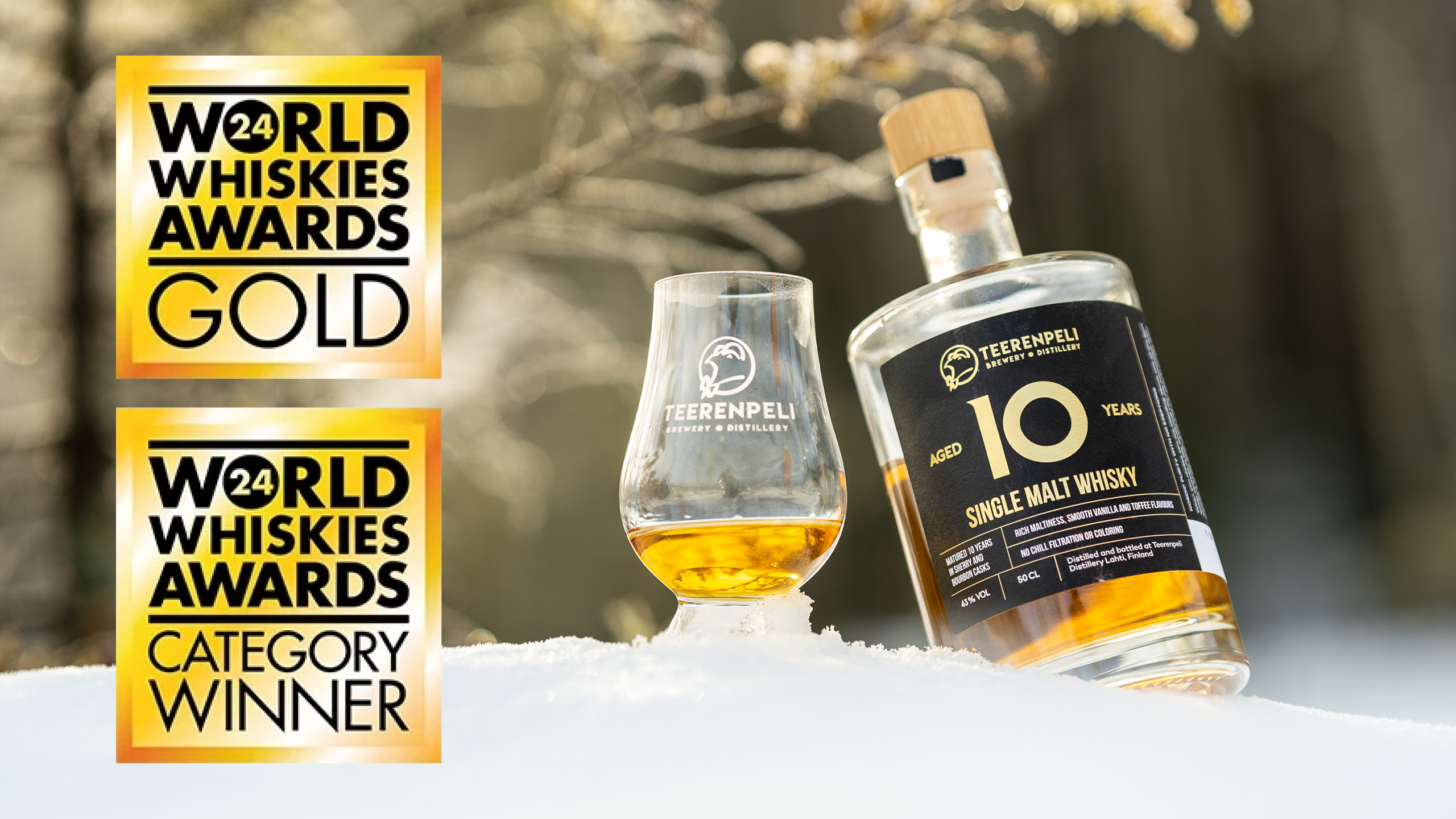 Gold from World Whiskies Awards 2024 Teerenpeli Distillery
